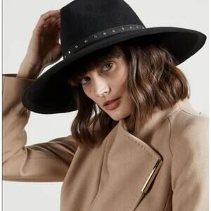 NWT Ted Baker Rosieyy Stud Detail Wide Brim Hat Wool Women's Size S/M